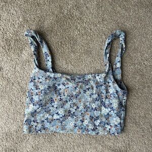 Blue floral cropped tank